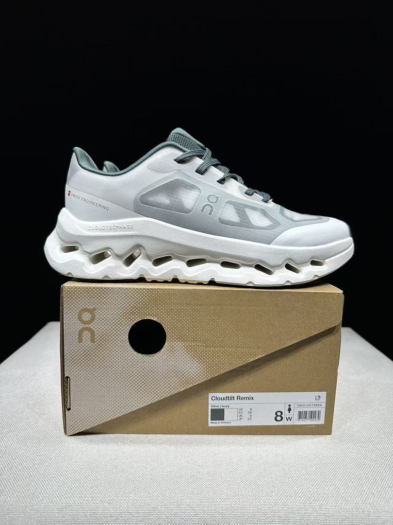 White and Green On Cloudtilt Remix Sneakers - product image from the listing.