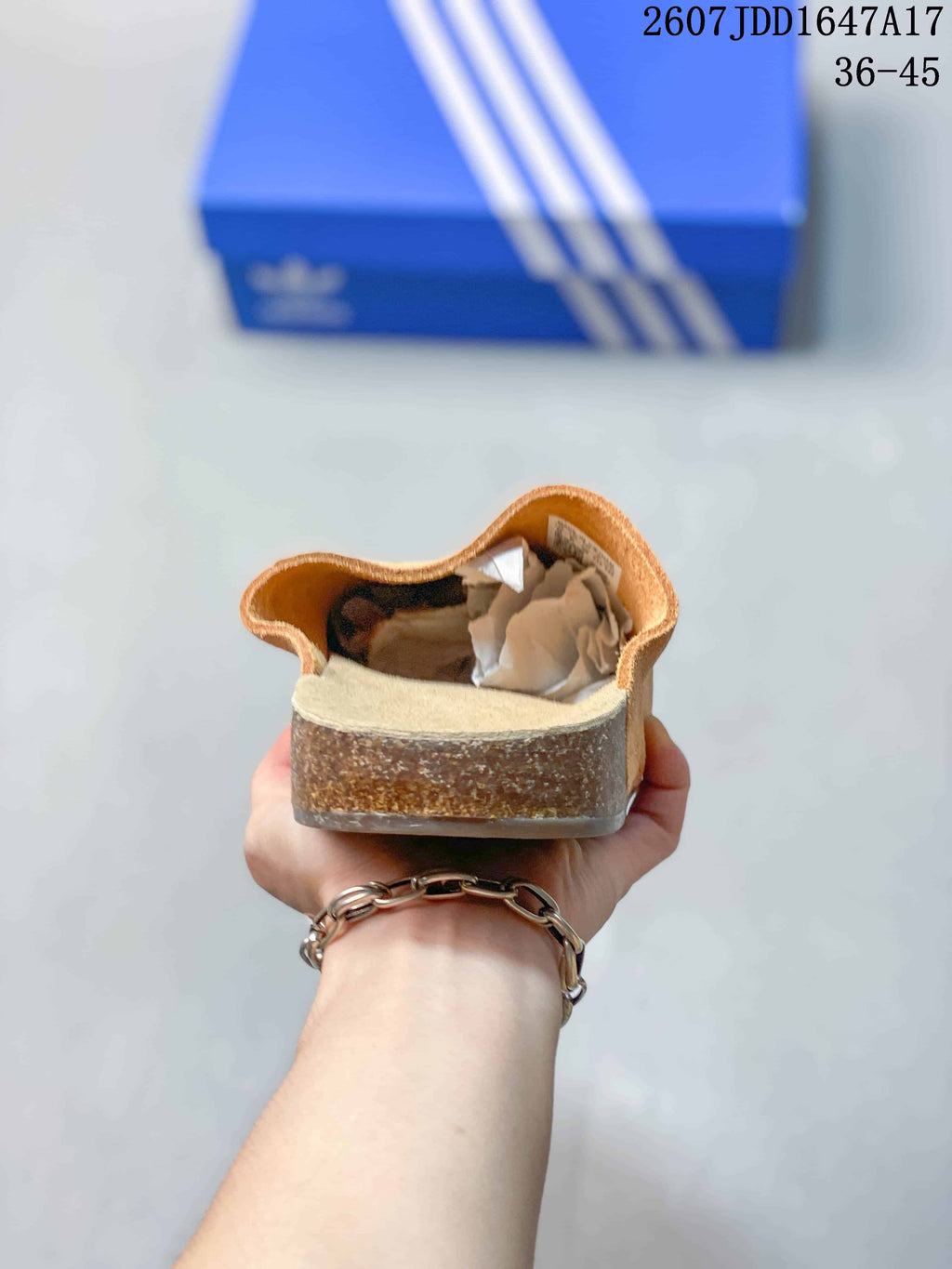 adidas Originals Adimule Slip-On Mule in Tan JQ4367 - product image from the listing.