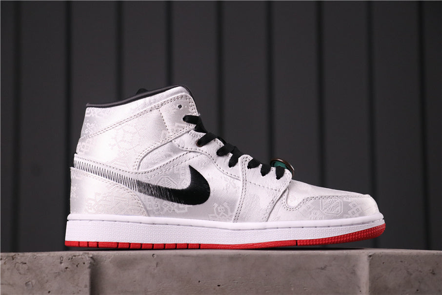 Edison Chen White Silk CU2804-100 Sneakers - Air Jordan 1 Mid - product image from the listing.