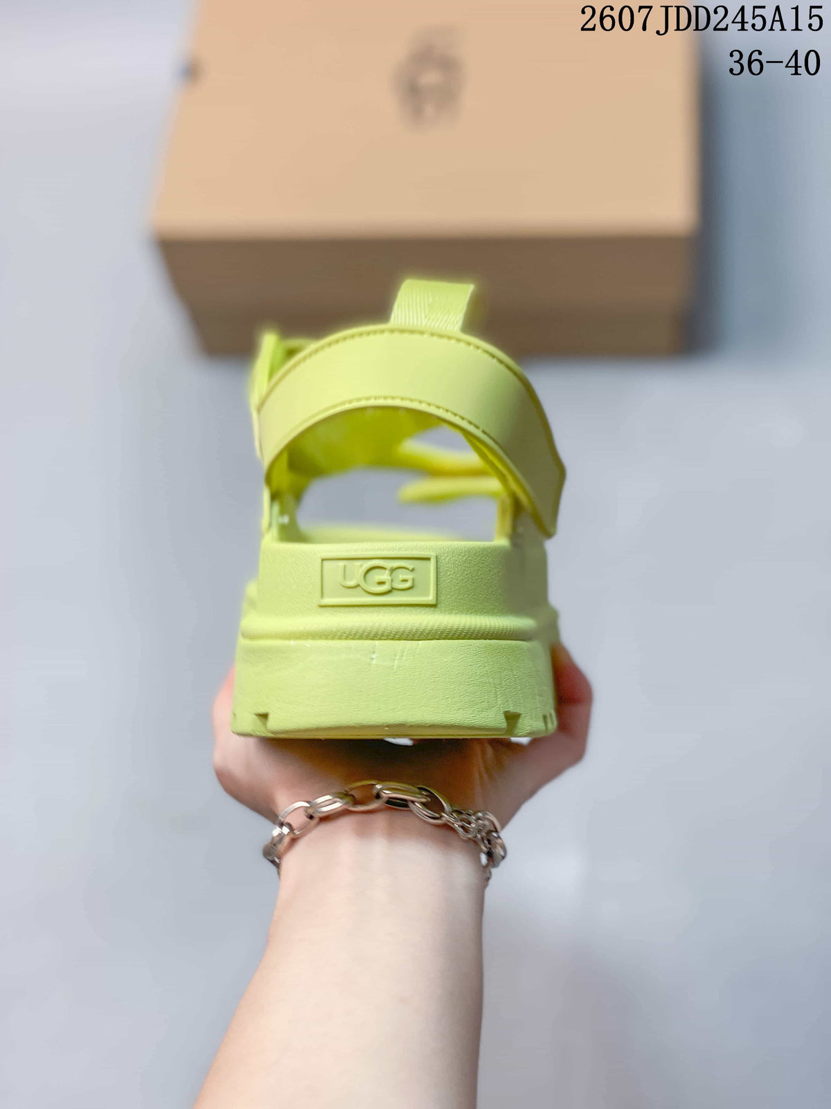 Women's UGG GoldenGlow Platform Sandals in Lime Green - product image from the listing.