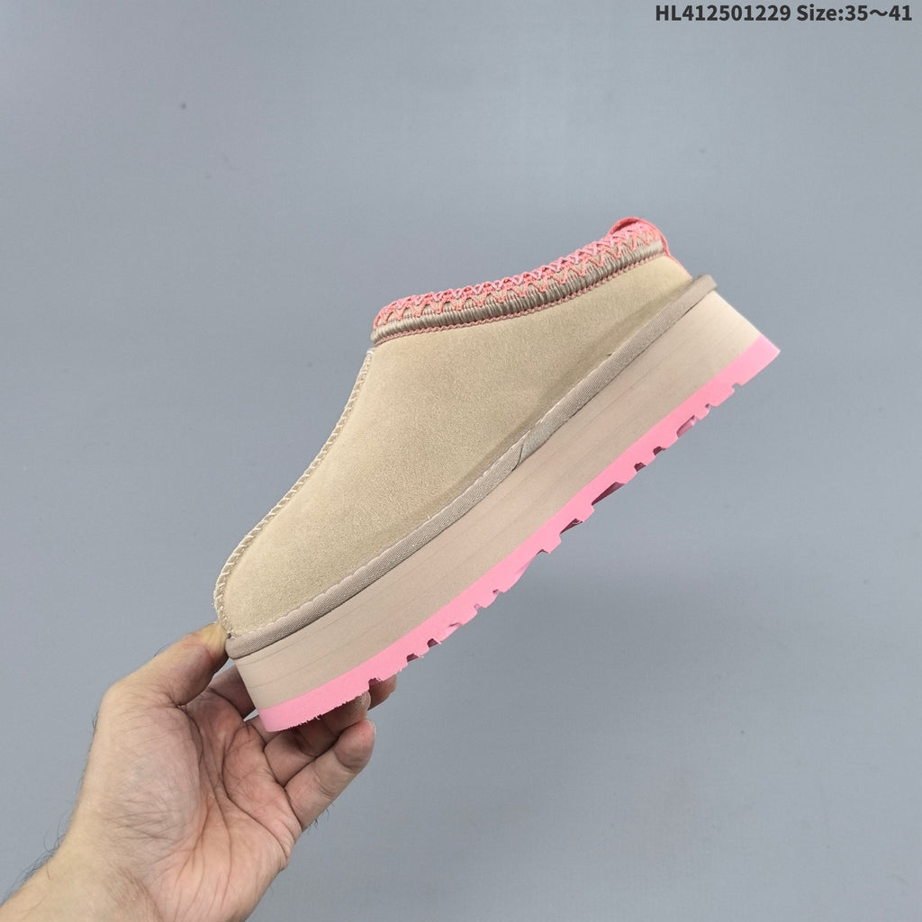 Beige and Pink UGG Tazz Platform Slip-On Slippers - product image from the listing.