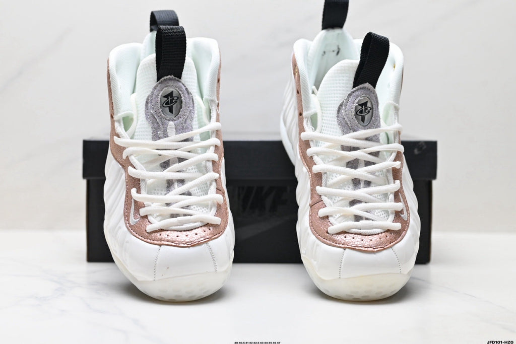 Nike Air Foamposite Penny Hardaway White and Rose High-Cut Sneakers - product image from the listing.