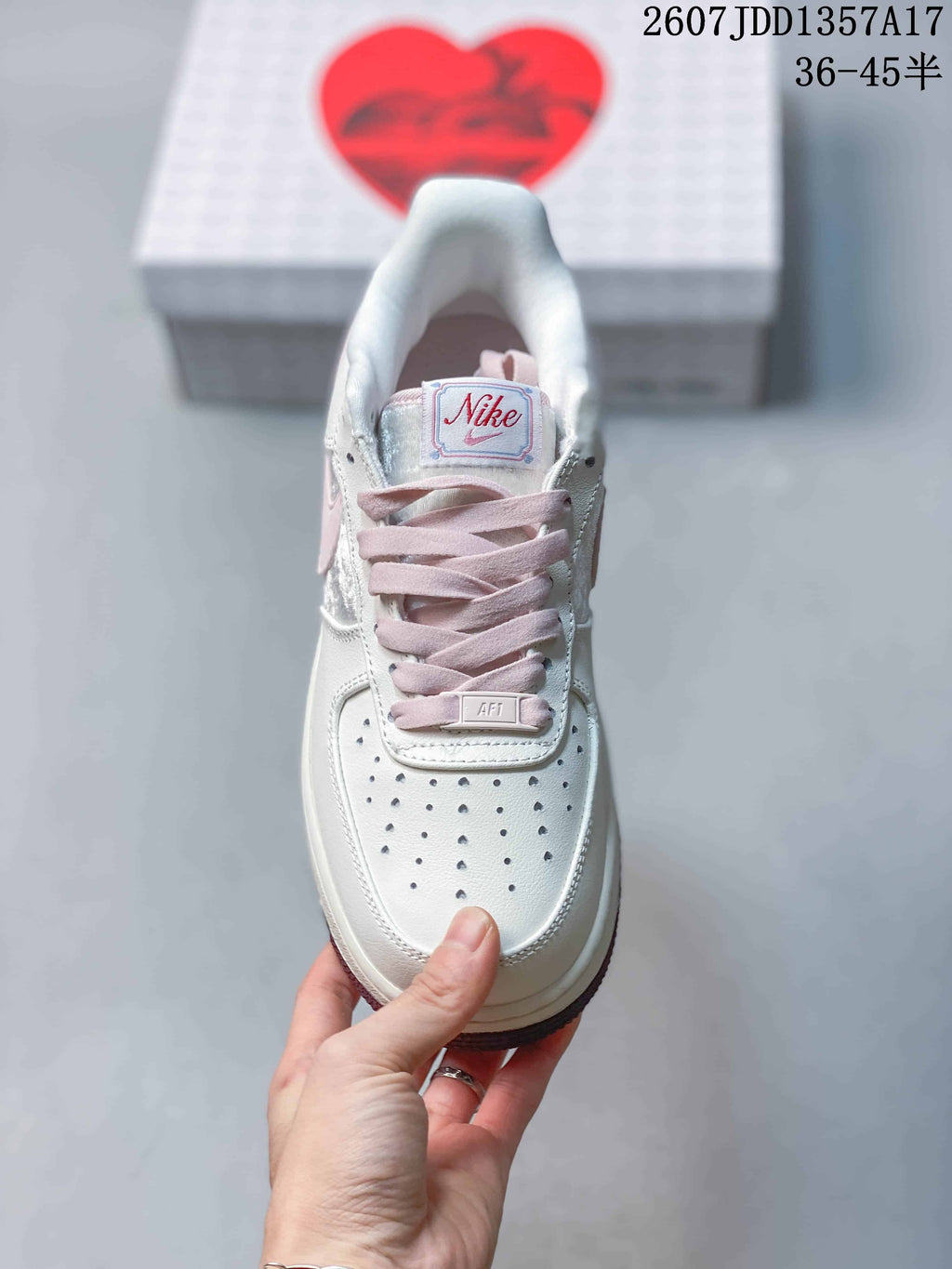 Nike Air Force 1 '07 Low Sneakers in White Pink Blue JDD1357A17 - product image from the listing.