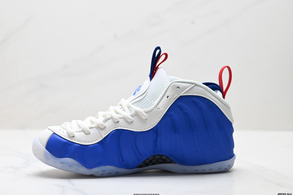 Nike Air Foamposite One Penny Hardaway Sneakers in White Red Blue - product image from the listing.