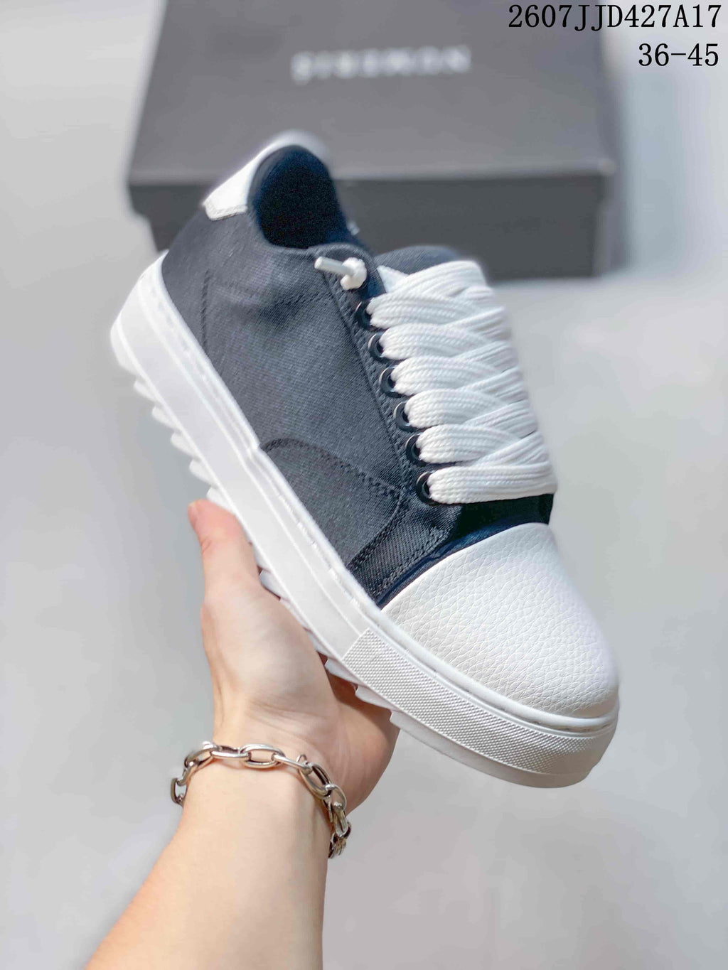 NUMERIS Denim Casual Sneakers in Navy and White 07JJD427A1 - product image from the listing.