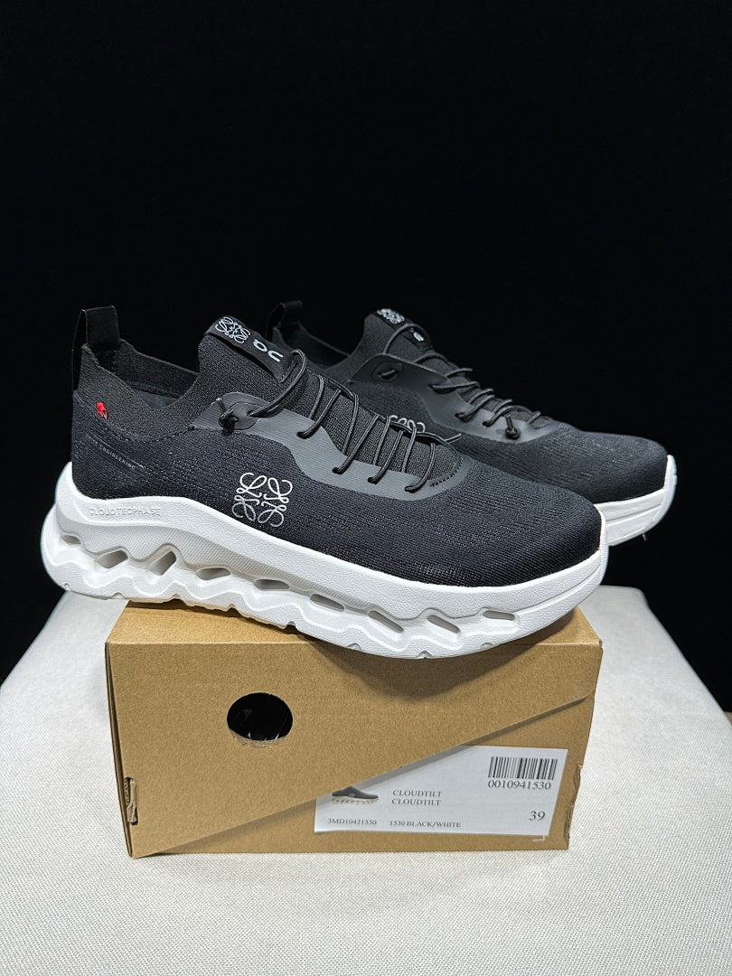 On x LOEWE Cloudtilt Sneakers in Black White - product image from the listing.