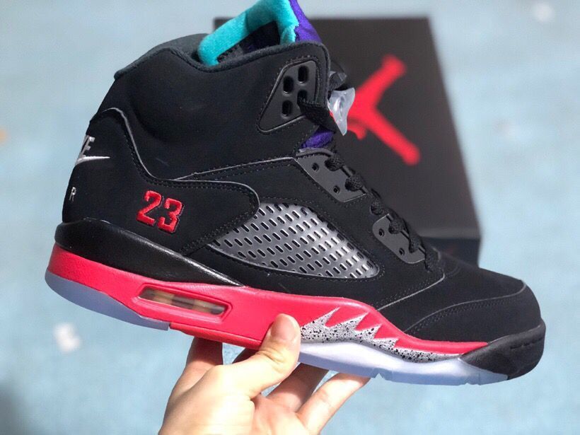 Air Jordan 5 Retro Sneakers Black Red Purple - product image from the listing.