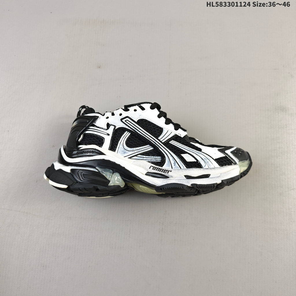 Black and White Balenciaga Runner Low-Top Sneakers - product image from the listing.