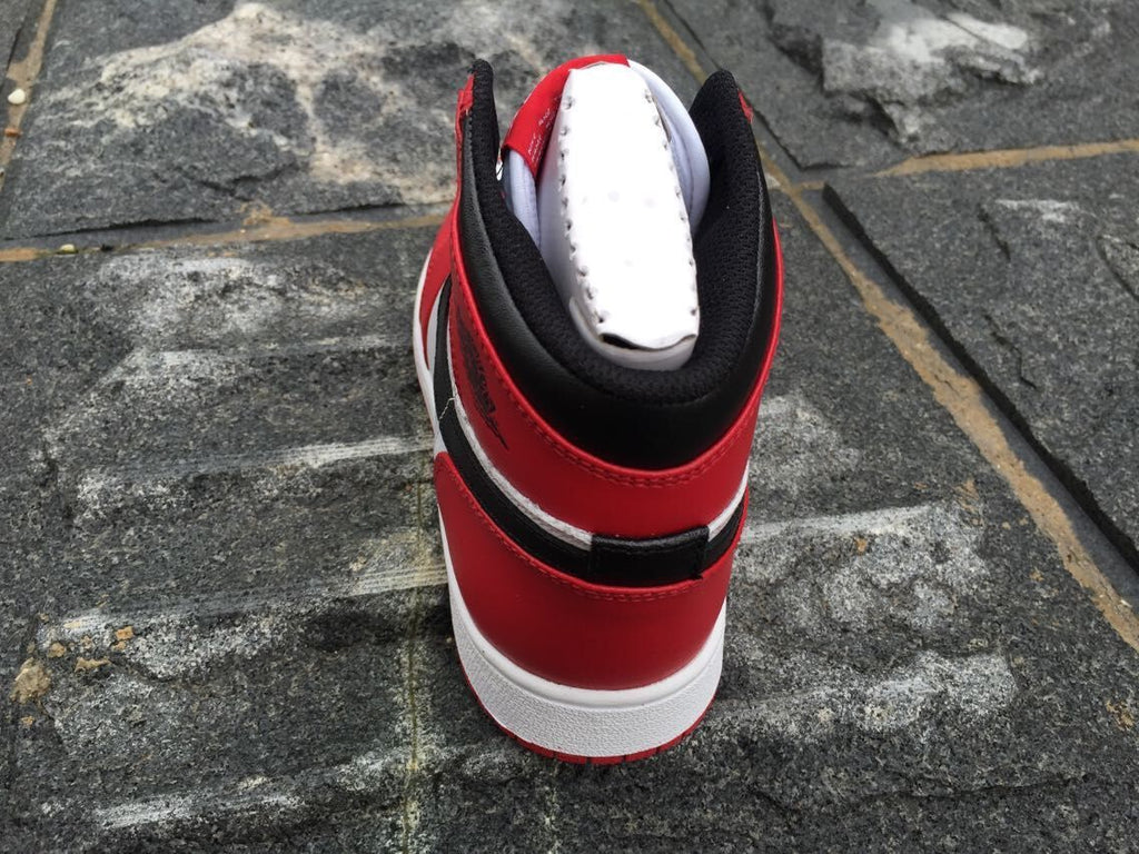 Women's Air Jordan 1 High-Top Sneakers White Black Red - product image from the listing.