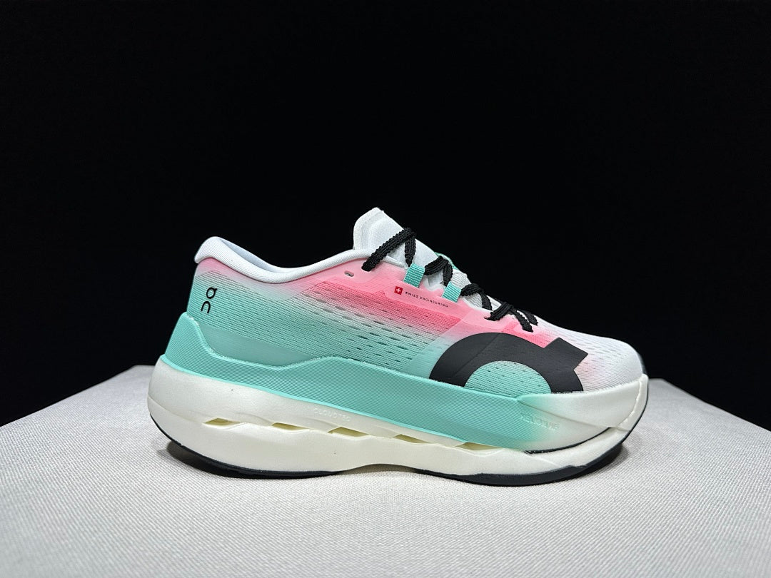 On Cloudboom Max Running Shoes, in White Mint Pink - product image from the listing.