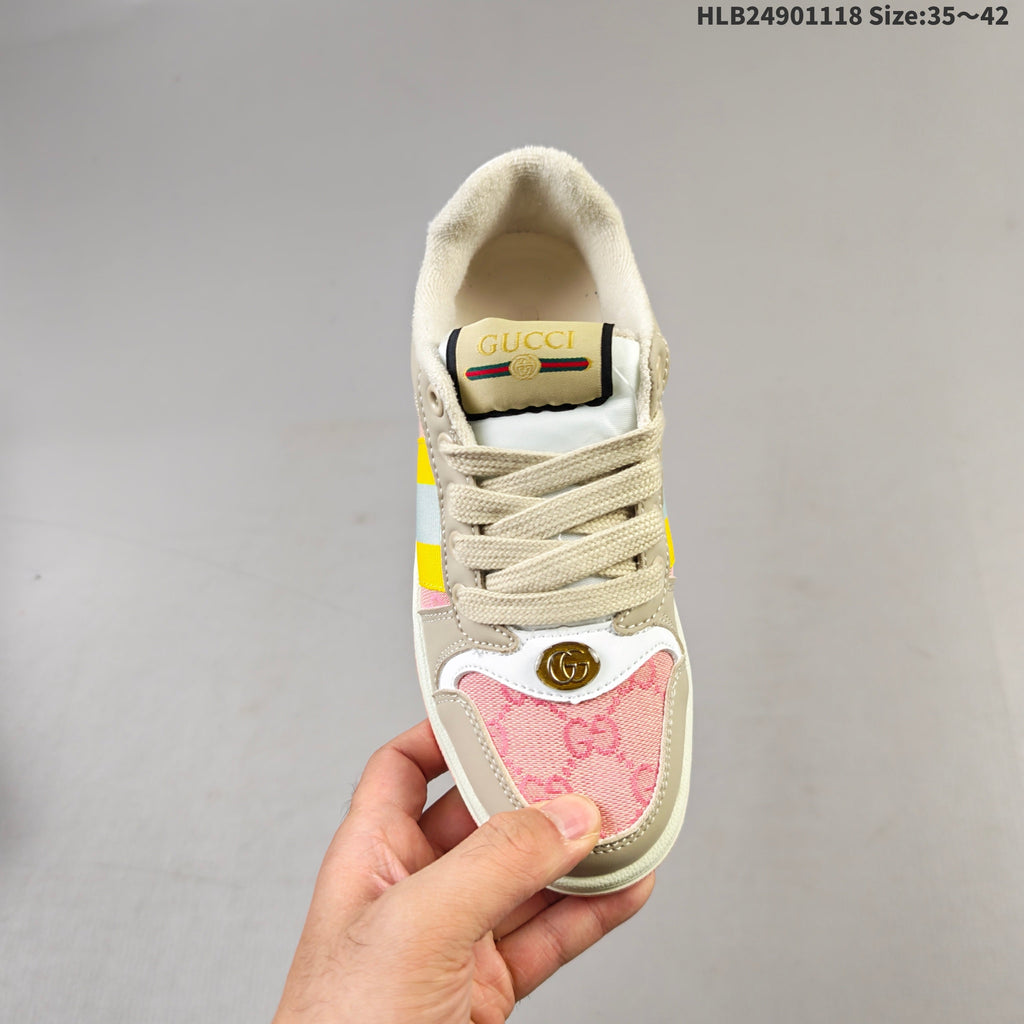 Gucci Screener Low-Top Sneakers in Beige, in Pink and Multicolor - product image from the listing.