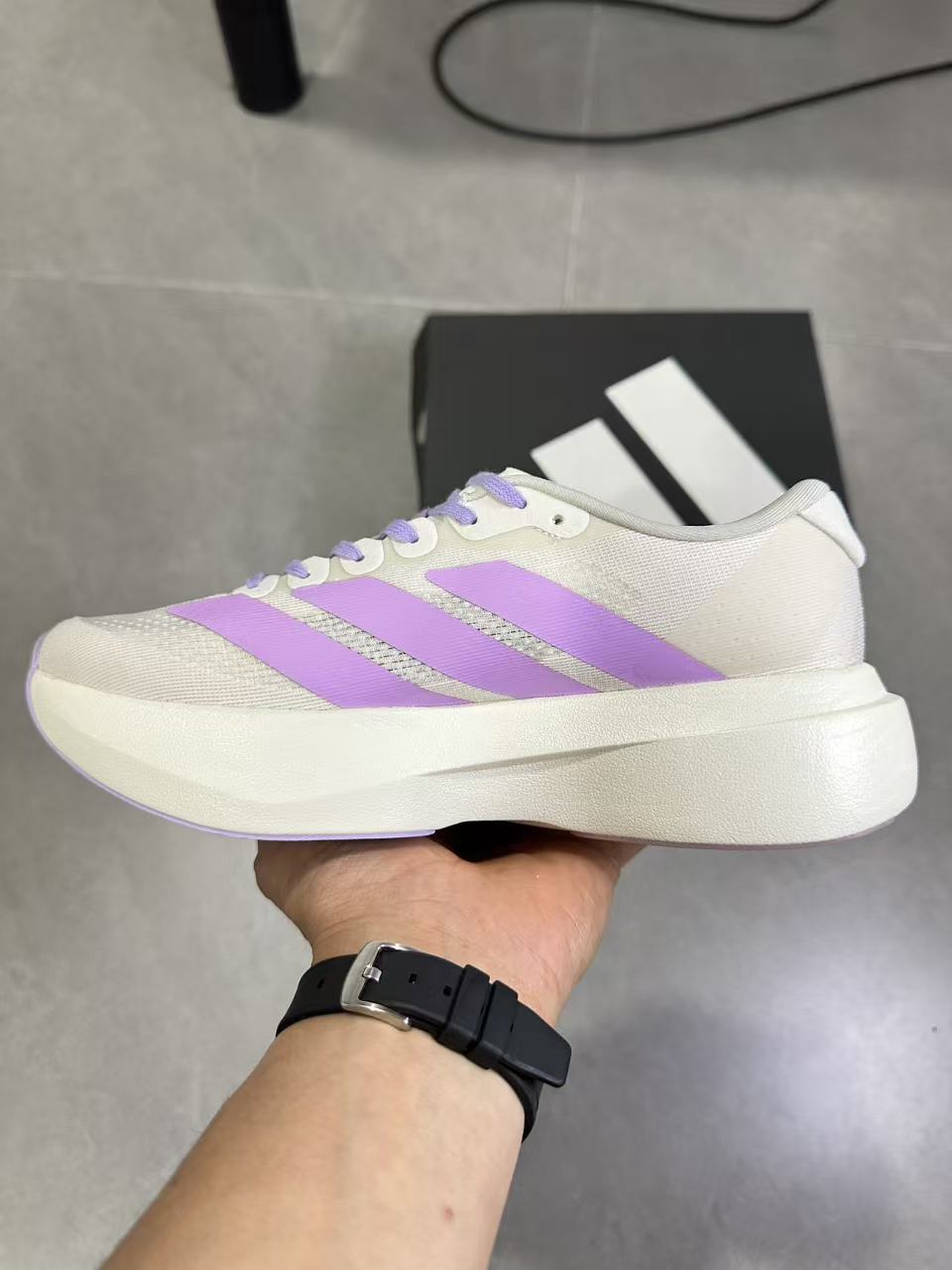 adidas Lightstrike Pro Running Shoes in White Purple KI7354 - product image from the listing.