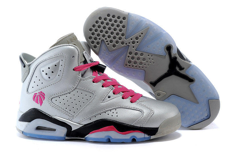 Air Jordan 6 High-Top Sneakers Pink Gray 543390-009 - product image from the listing.