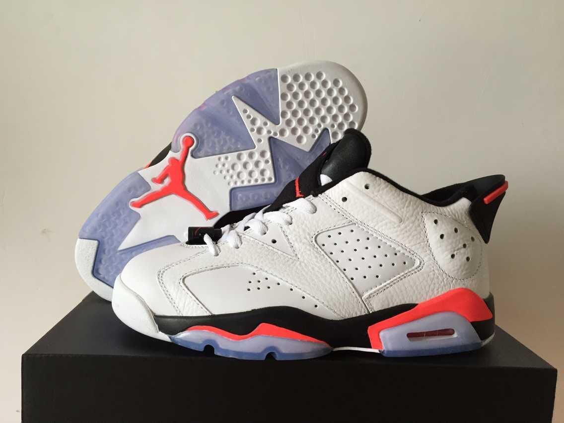 "Maldives" Jordan 6 Low White Black Red Sneakers - product image from the listing.