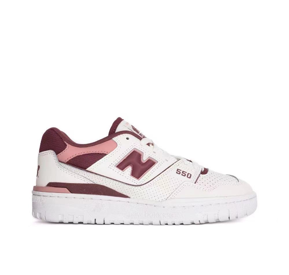 New Balance 550 Sneakers in White Burgundy BB550DP - product image from the listing.