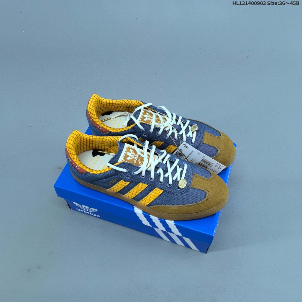 Adidas Originals Samba Sneakers in Blue and Gold LA3985 - product image from the listing.