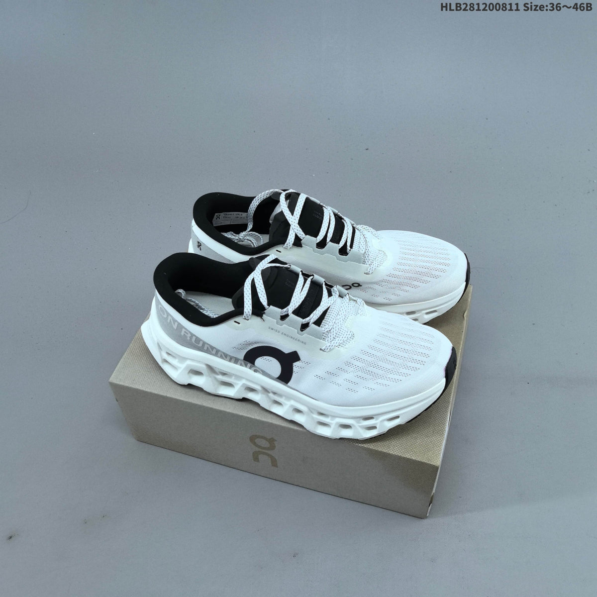 On Cloudmonster 3 Running Shoes in White Black - product image from the listing.