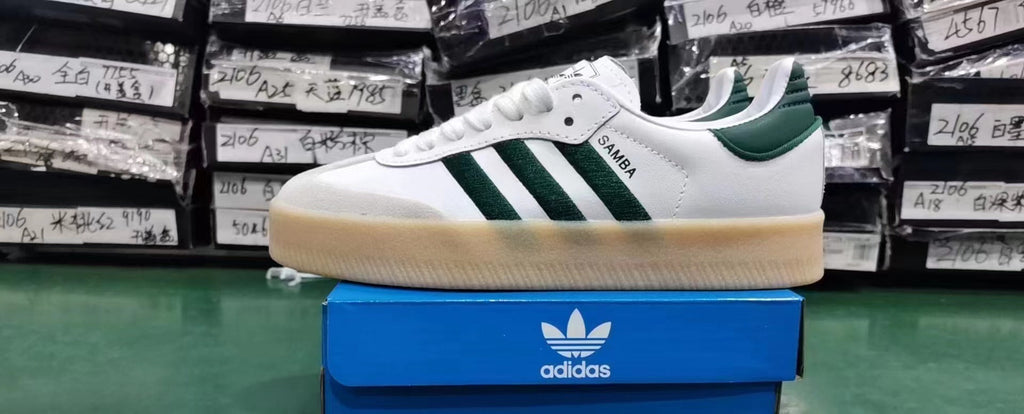 adidas Samba Platform Trainers White Green Gum Sole - product image from the listing.