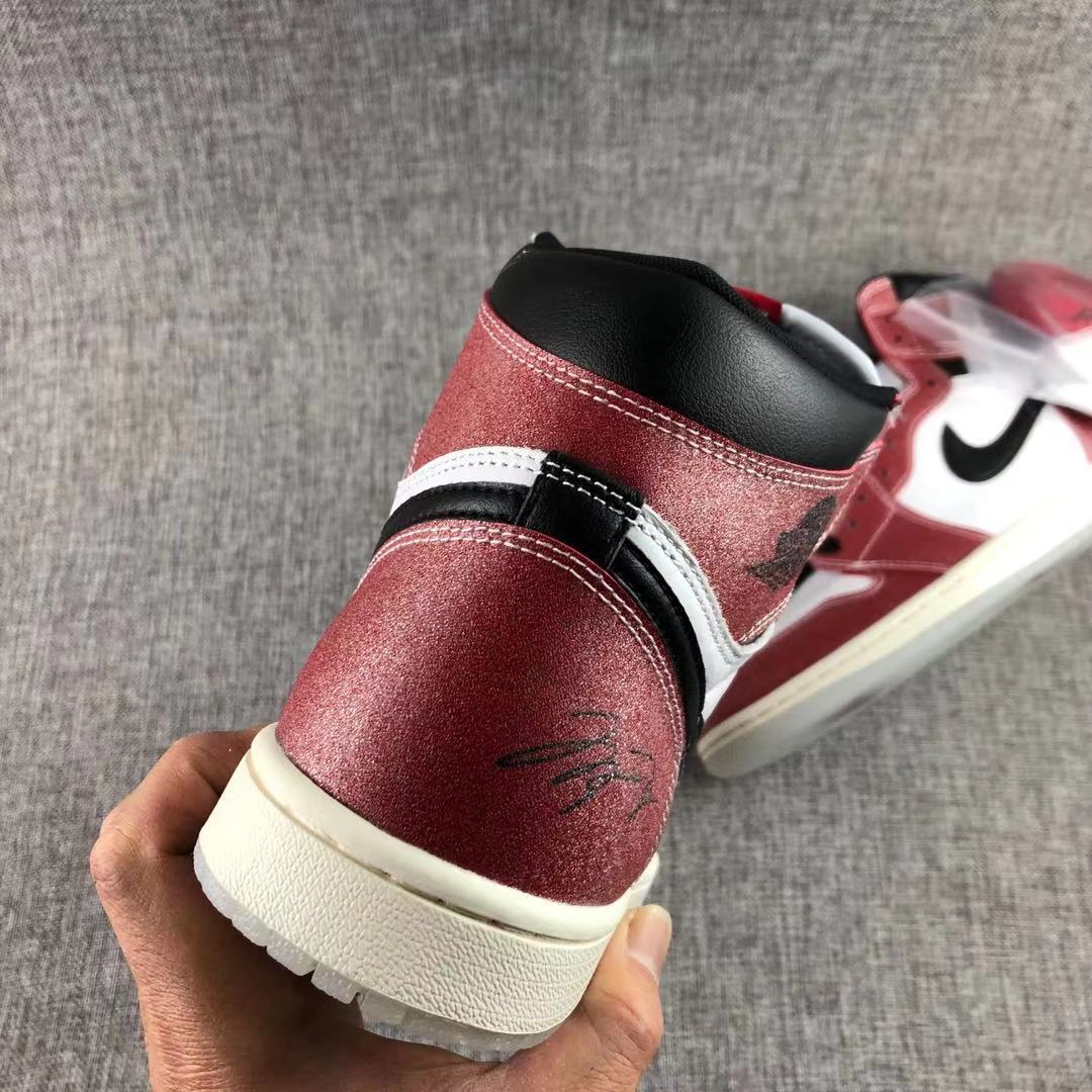 Jordan Trophy Room Air Jordan 1 High OG Sneakers in Red White Black DA2728-100 - product image from the listing.