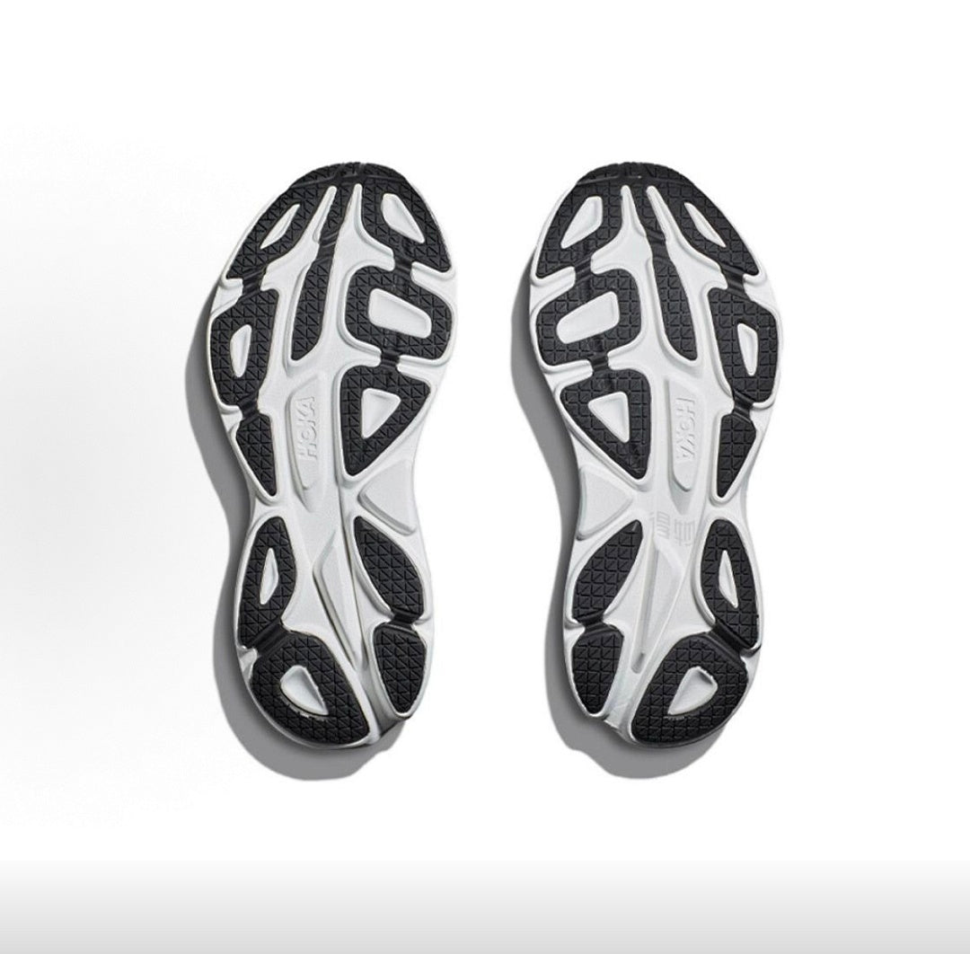 HOKA Bondi 8 Running Shoes in White and Black - product image from the listing.