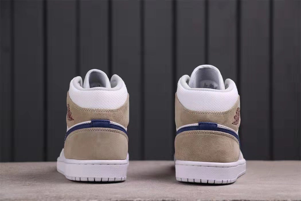 Air Jordan 1 Mid Sneakers White Navy Beige DO6726-100 - product image from the listing.