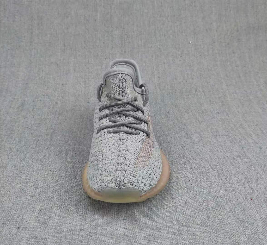 Yeezy 350 V2 Kids Sneakers in Grey and Coral - product image from the listing.