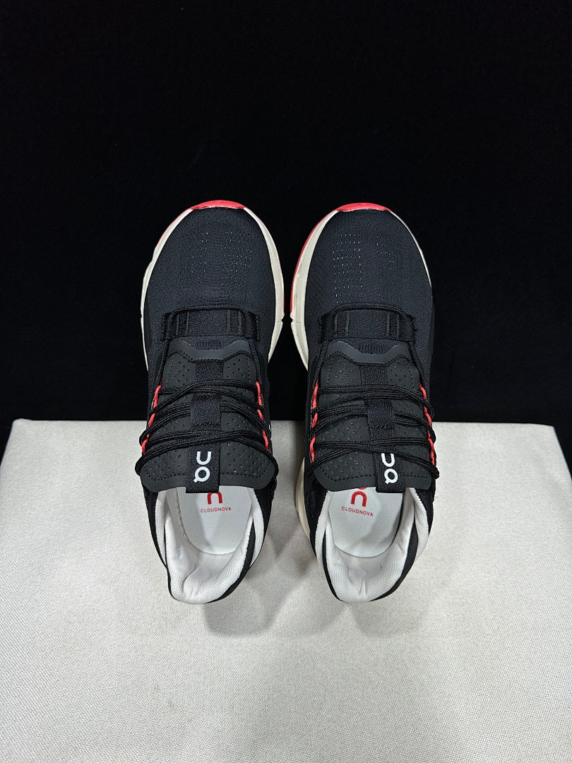On Cloudnova 2 Sneakers in Black and Red - product image from the listing.