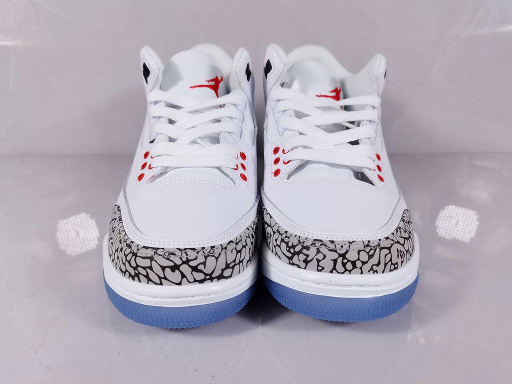 White Red Sneakers with Elephant Print - Air Jordan 3 Retro - product image from the listing.