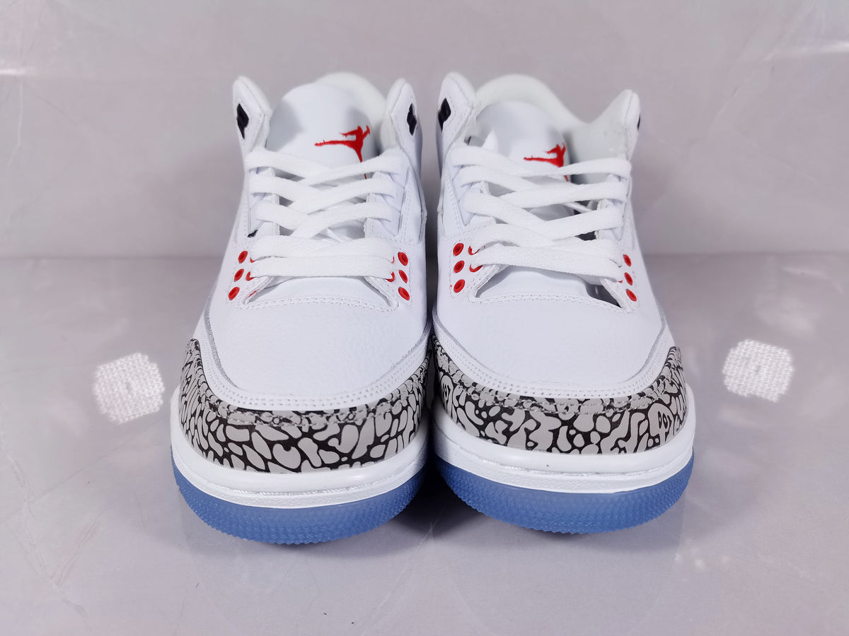 White Red Sneakers with Elephant Print - Air Jordan 3 Retro - product image from the listing.