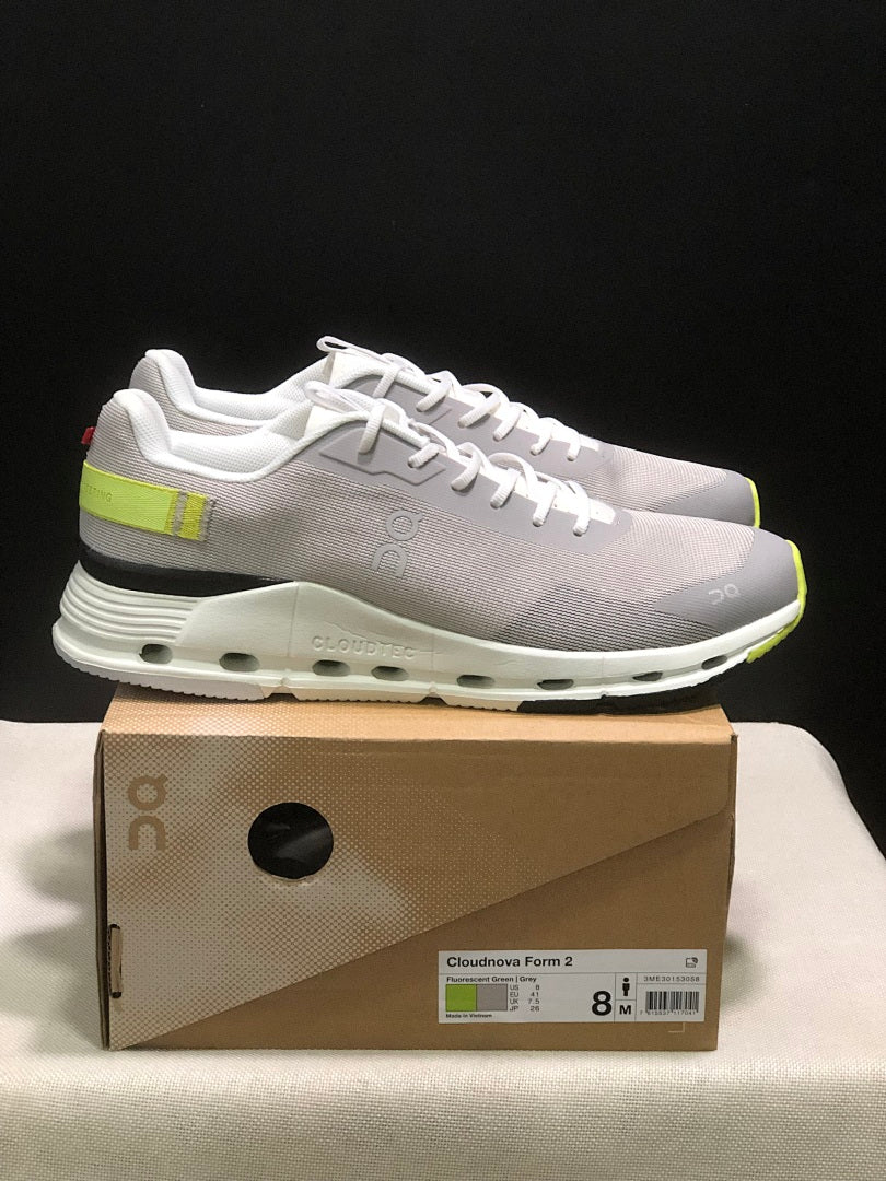 On Cloudnova Form 2 Sneakers, Grey and Fluorescent in Green - product image from the listing.