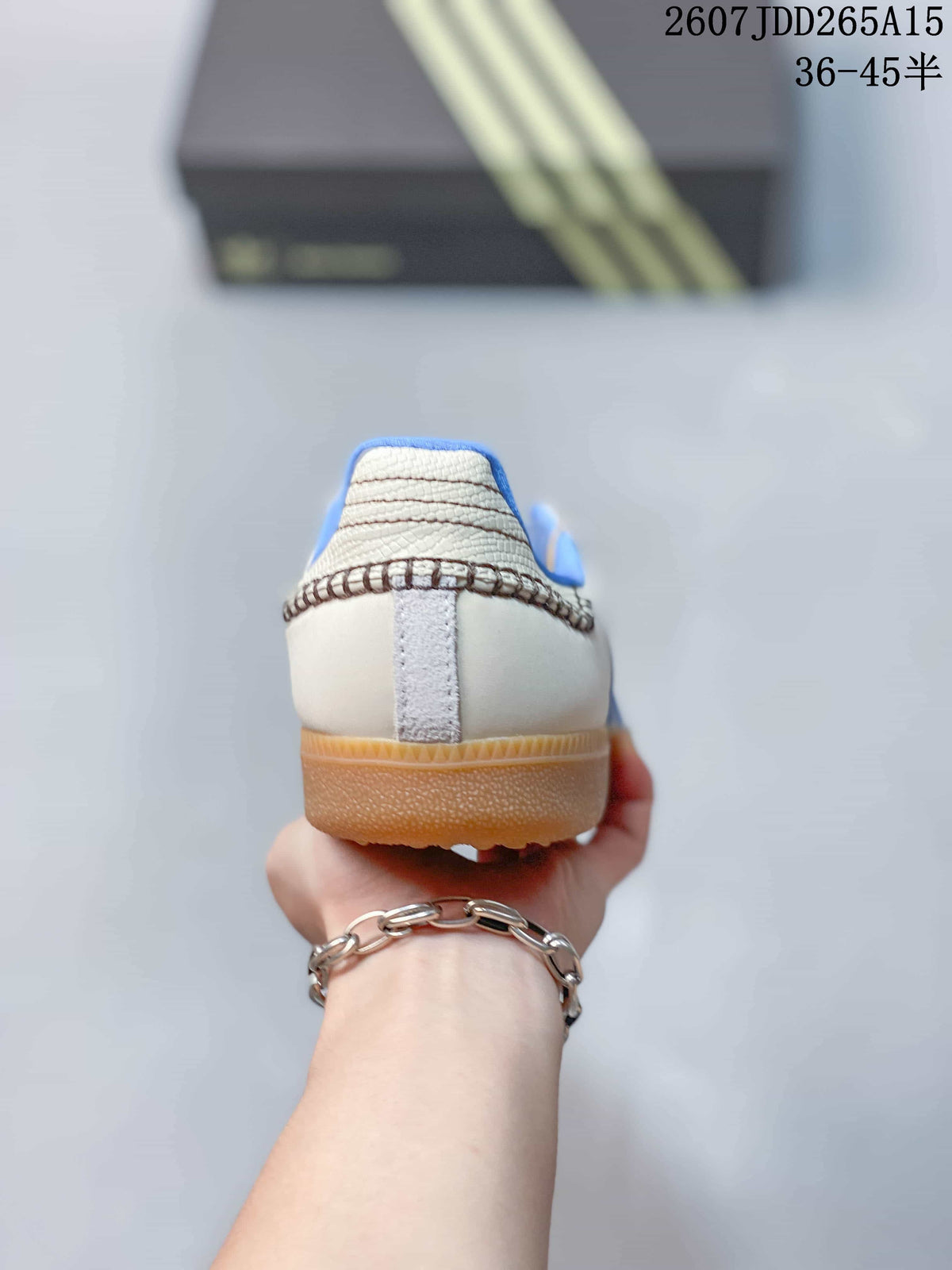 adidas Samba Leather Sneakers in White Blue Gum JDD265A15 - product image from the listing.