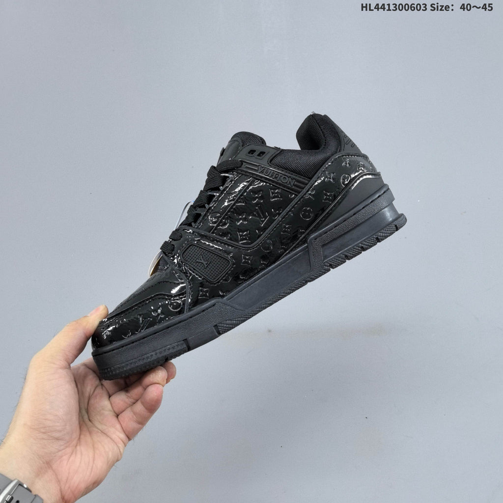 Black and White Louis Vuitton Trainer Low-Top Sneakers - product image from the listing.