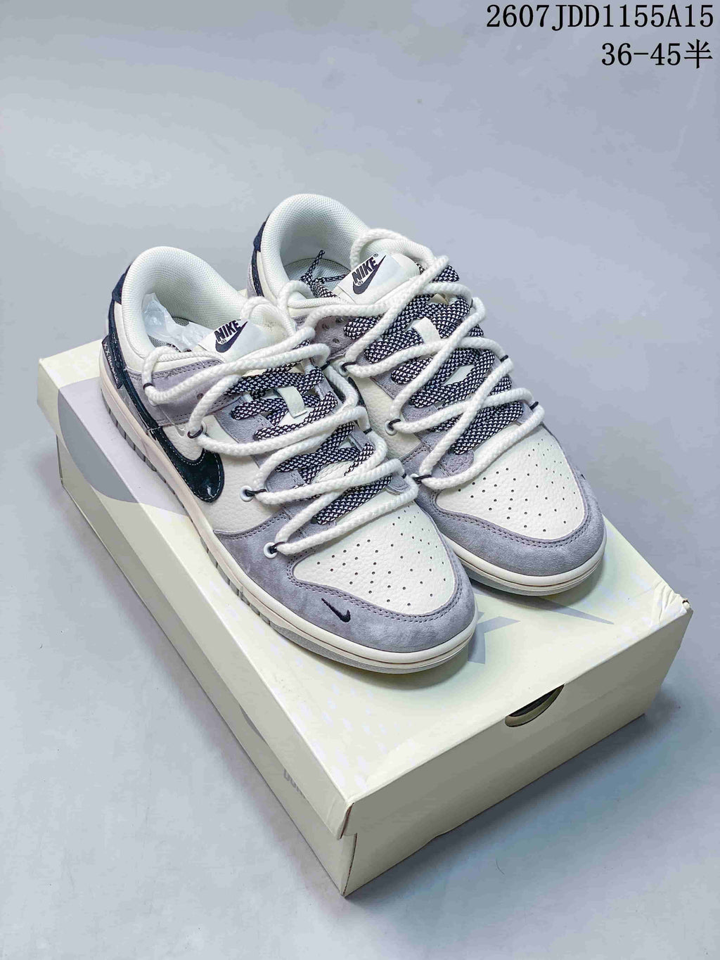 Nike SB Dunk Low Gray White Navy JDD1155A15 Trainers - product image from the listing.