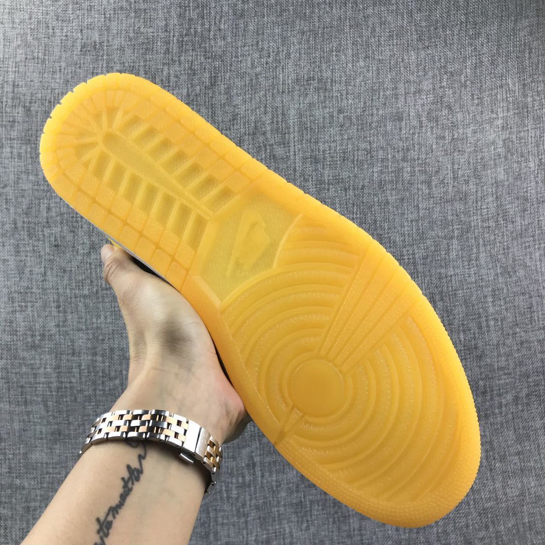 Air Jordan 1 Mid Sneakers in Black and Yellow - product image from the listing.