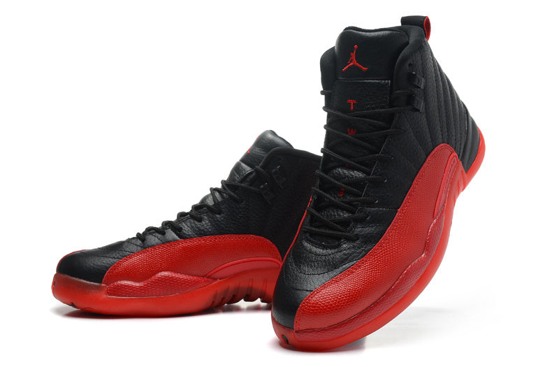 Air Jordan 12 Black and Red High-Cut Basketball Sneakers - product image from the listing.