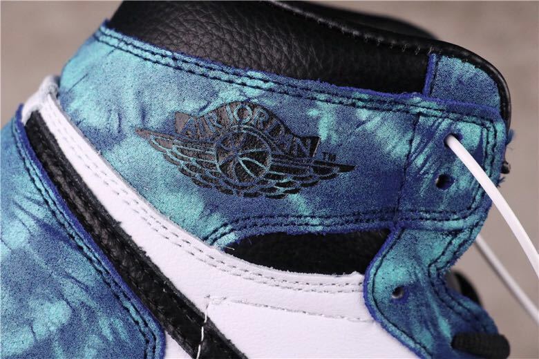 Air Jordan 1 High Tie-Dye Sneakers in Blue Black White - product image from the listing.
