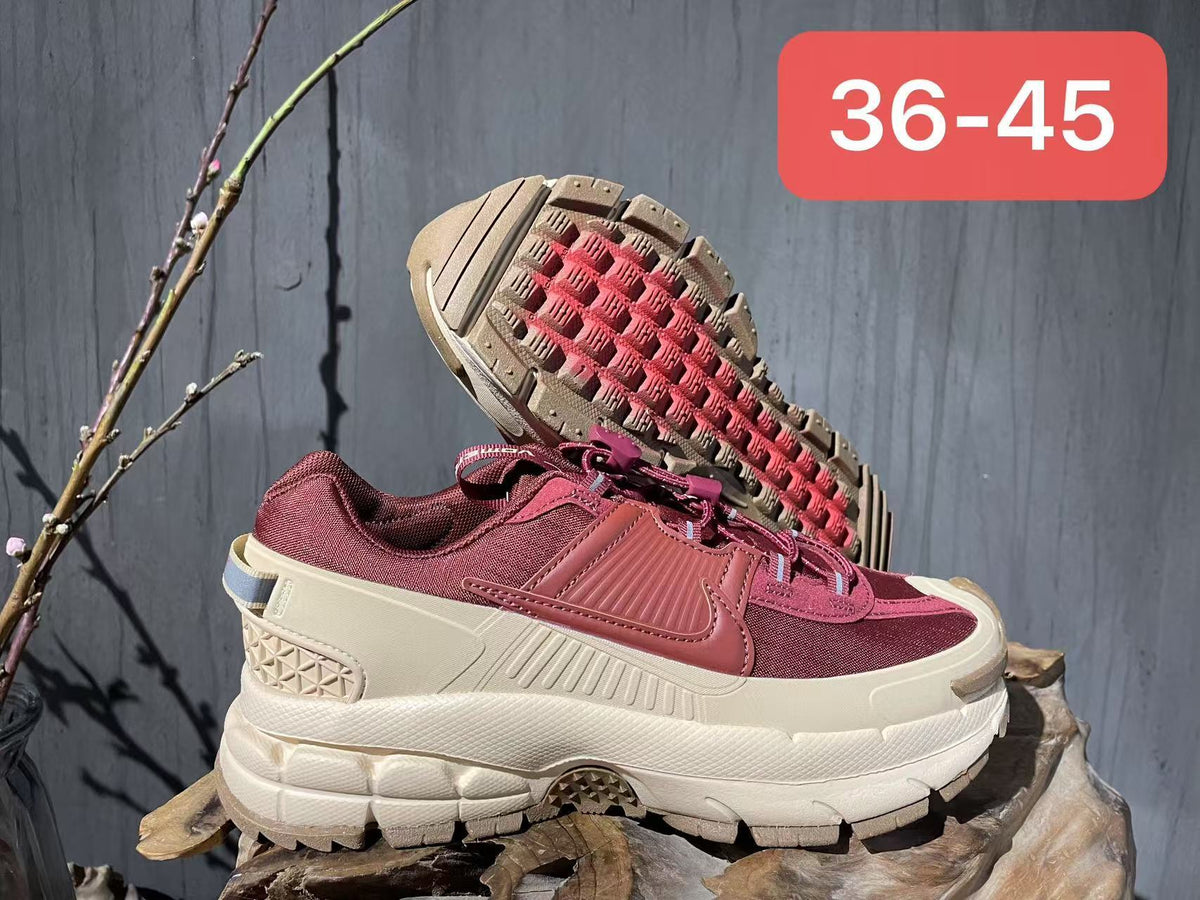 Nike F7 II Burgundy and Beige Chunky Trainers - product image from the listing.