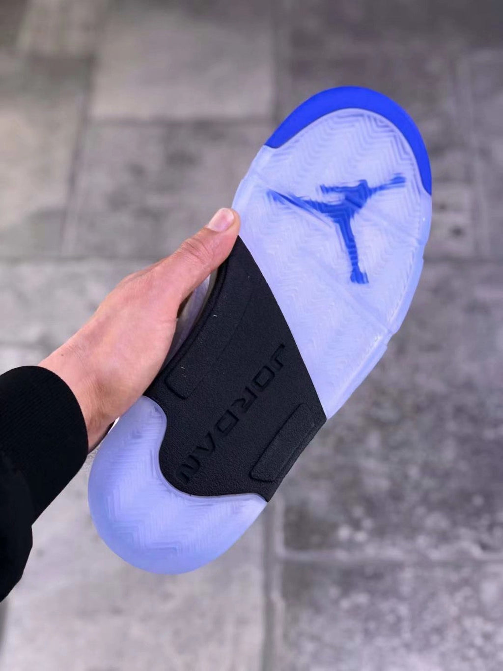 Air Jordan 5 Stealth 2.0 Sneakers in White Blue 440888-140 - product image from the listing.