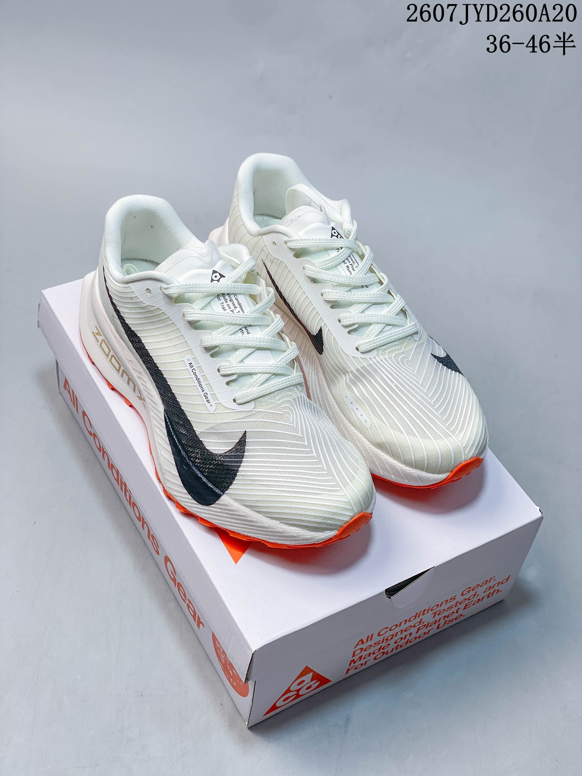 Nike ACG Ultrafly Trail Sneakers in White Black Orange - product image from the listing.
