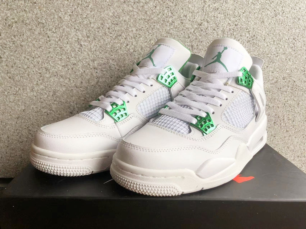 Jordan 4 Sneakers in White and Green - product image from the listing.