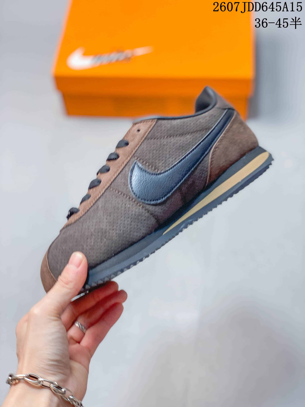 Nike Classic Cortez Nylon Sneakers in Brown Black 711050IPI - product image from the listing.