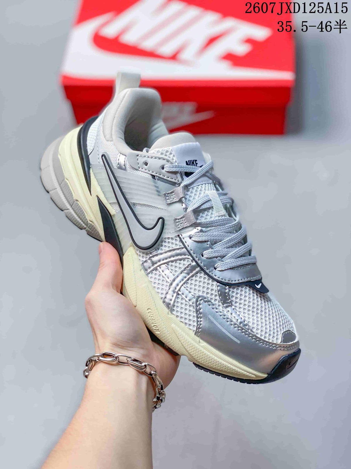 Women's Nike V2K Run Sneakers Silver White FD0736 - product image from the listing.