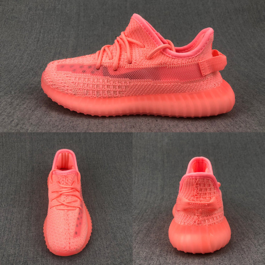 Bright Pink Adidas Yeezy 350 V2 Kids Sneakers - product image from the listing.