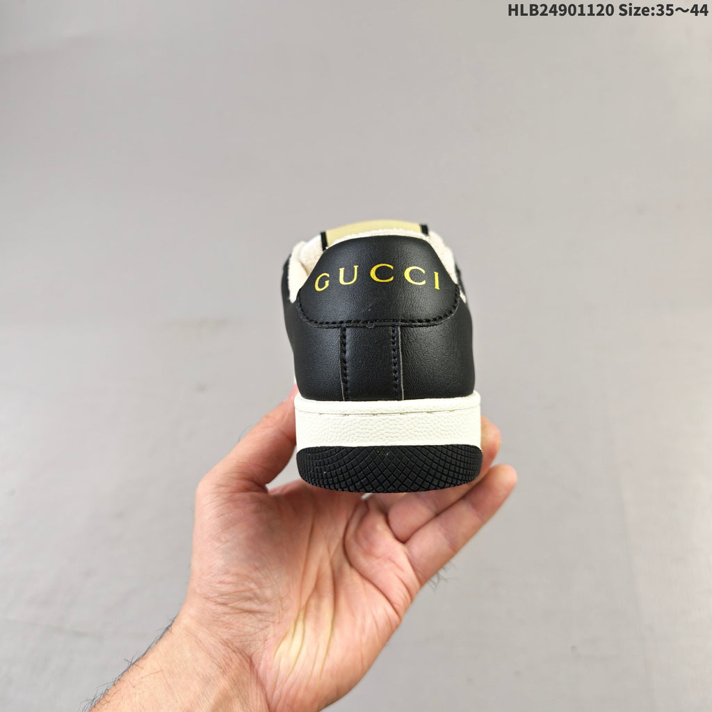 Black and White Gucci Screener Low-Top Sneakers - product image from the listing.