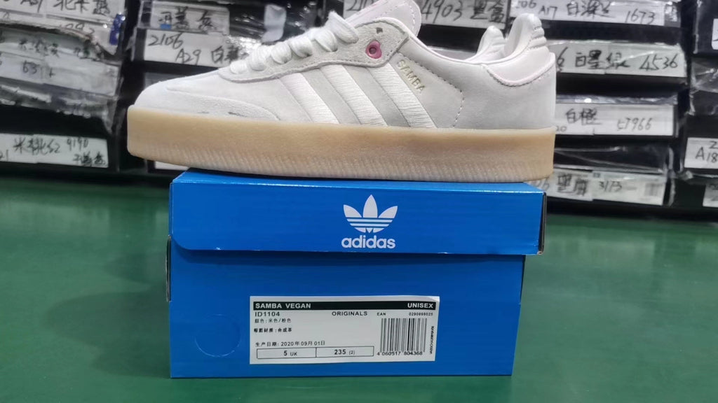 adidas Samba Vegan Platform Sneakers in White and Gum - product image from the listing.