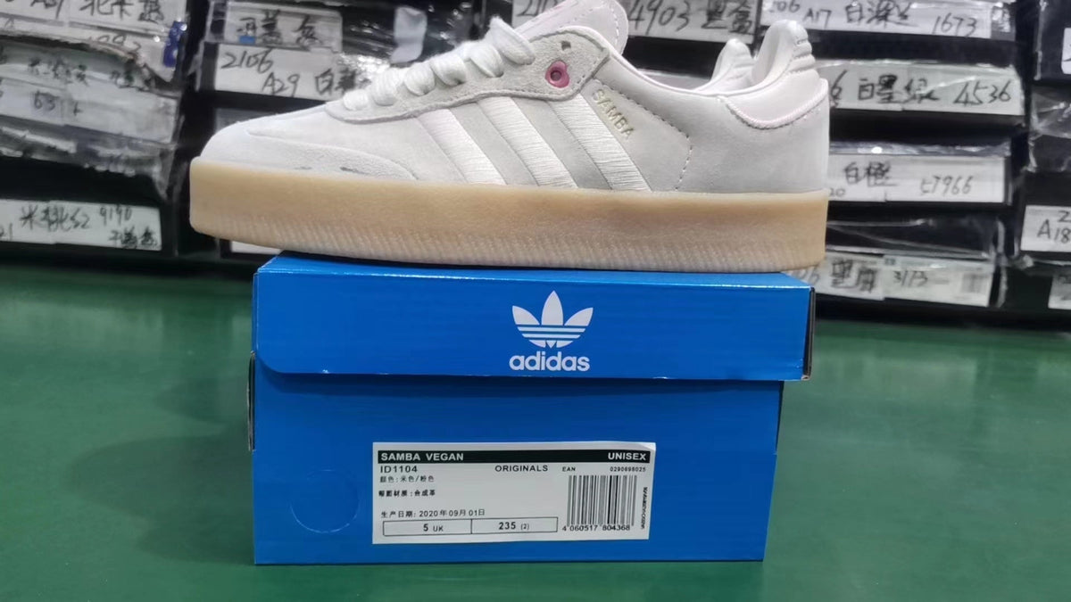 adidas Samba Vegan Platform Sneakers in White and Gum - product image from the listing.