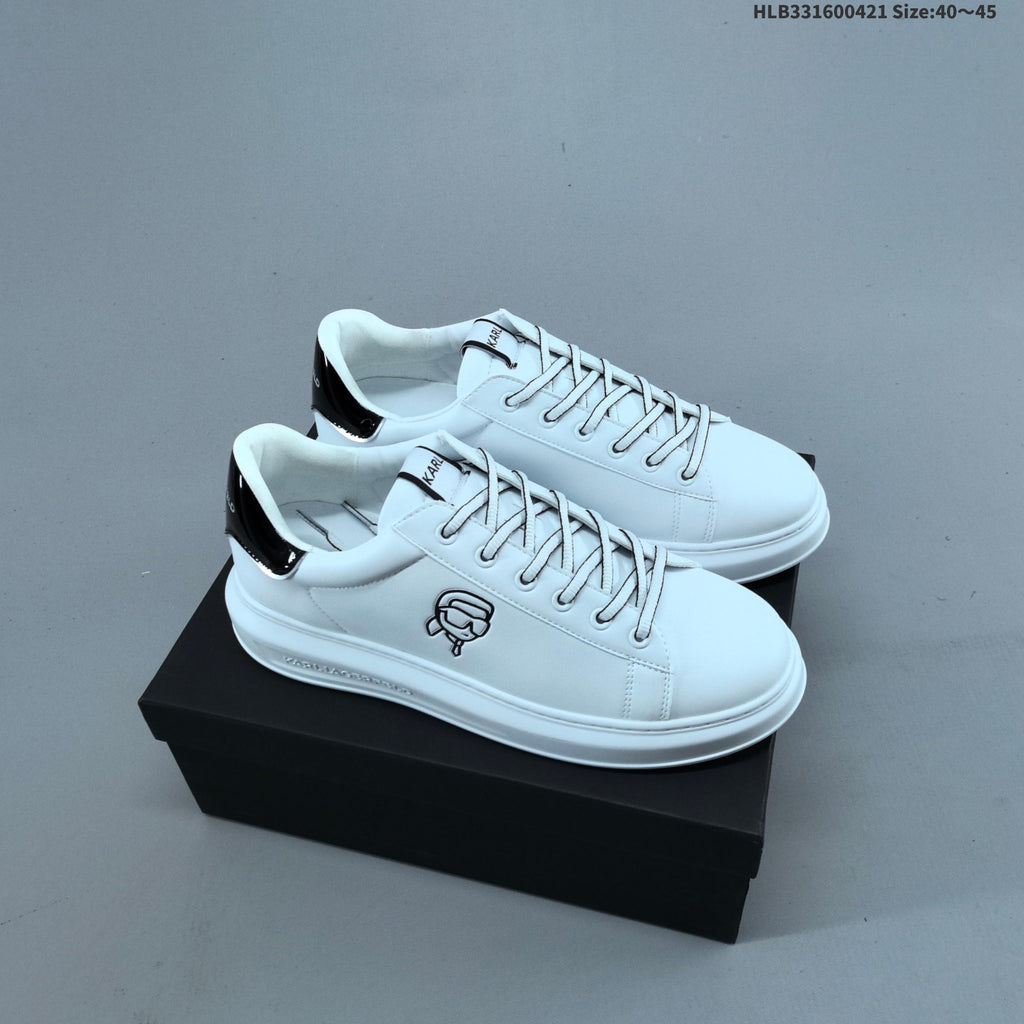 Karl Lagerfeld White Low-Cut Sneakers with Logo Detail - product image from the listing.