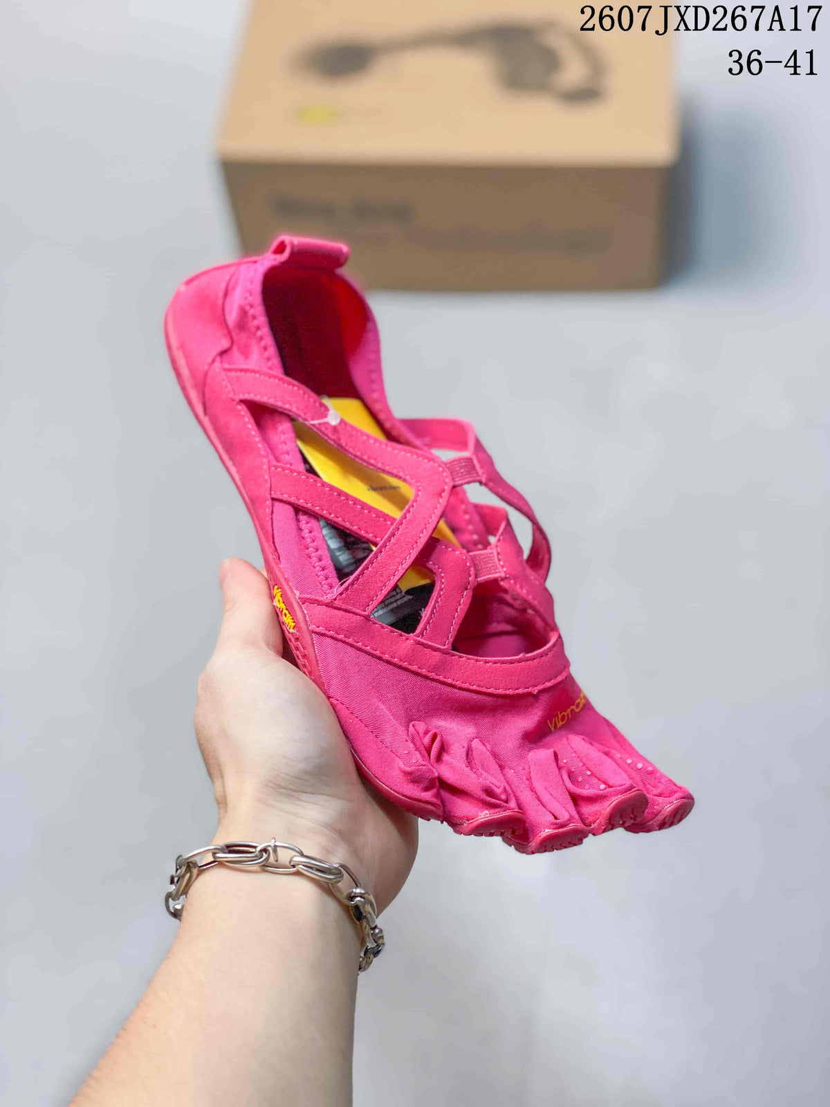 Women's Vibram Five-Toe Training Shoes Pink White Black 07JXD267A17 - product image from the listing.