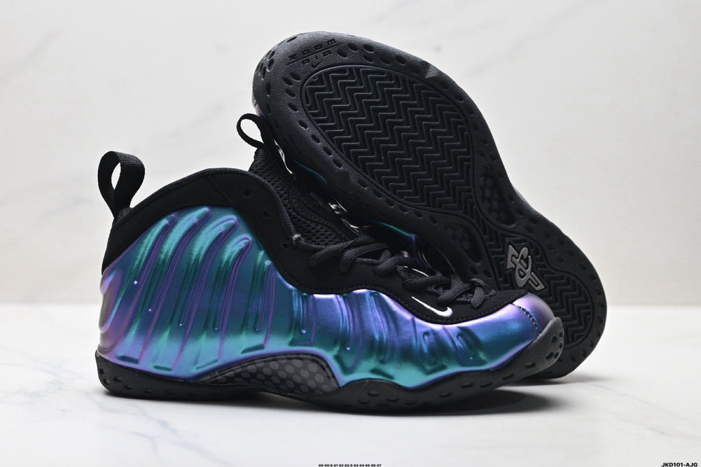 Nike Air Foamposite One Penny Hardaway Sneakers in Black Blue Purple - product image from the listing.