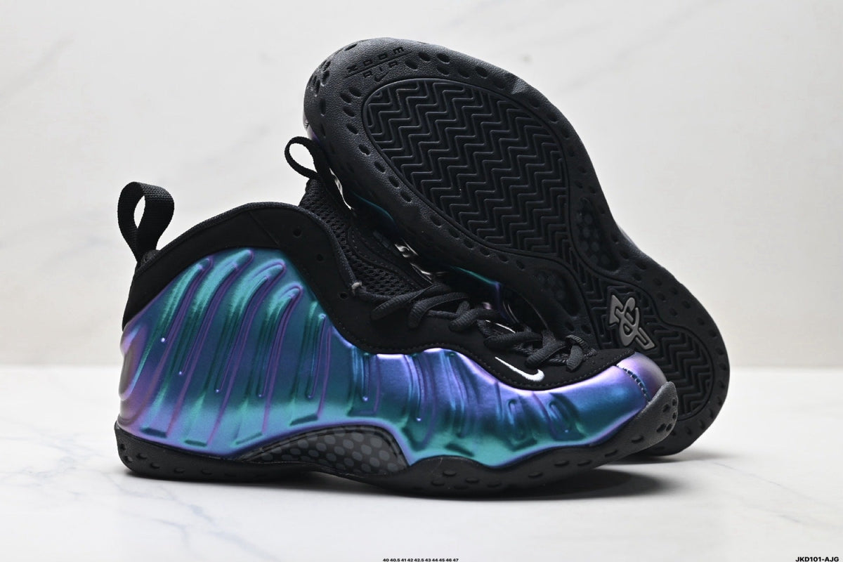 Nike Air Foamposite One Penny Hardaway Sneakers in Black Blue Purple - product image from the listing.